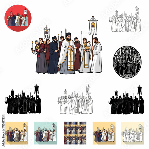 Religious Procession Honoring Sacred Traditions and Orthodox Faith
