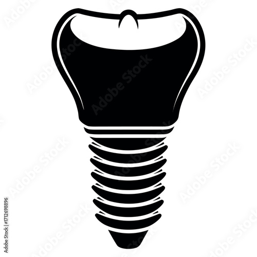 Vector art of black silhouette of a dental implant illustration design