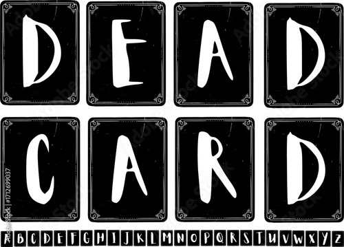 Dead Card Alphabet Font – Distressed Gothic Typeface for Vintage Poster and Game Art