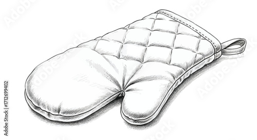 Quilted oven mitt, kitchen protection, cooking safety