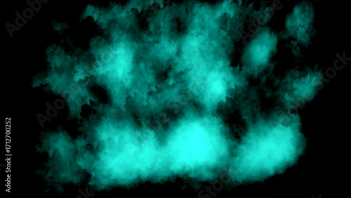 Abstract Ocean blue, teal, cobalt, azure, lapis colorful smoke cloud. Vintage black background of natural cement or stone old texture design. Atmospheric and mysterious effect.