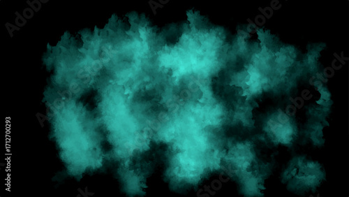 Abstract Ocean blue, teal, cobalt, azure, lapis colorful smoke cloud. Vintage black background of natural cement or stone old texture design. Atmospheric and mysterious effect.