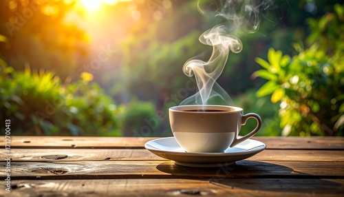 Warm coffee cup at sunrise (1)