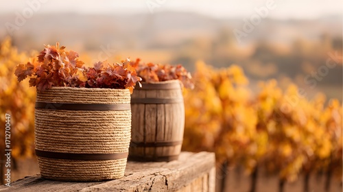 Wallpaper Mural Luxury vineyard lounge blurred rustic harvest baskets and wine barrels Torontodigital.ca