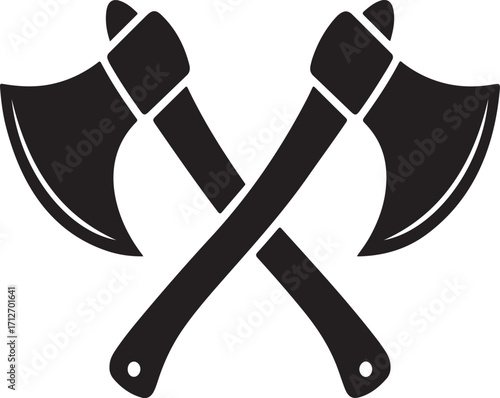 Crossed Axes Emblem Black Silhouette white