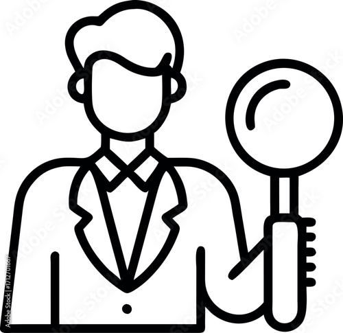 Vector art of man in suit holding magnifying glass illustration design