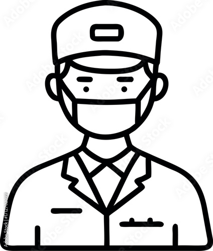 Vector art of male doctor wearing a surgical mask and cap illustration design