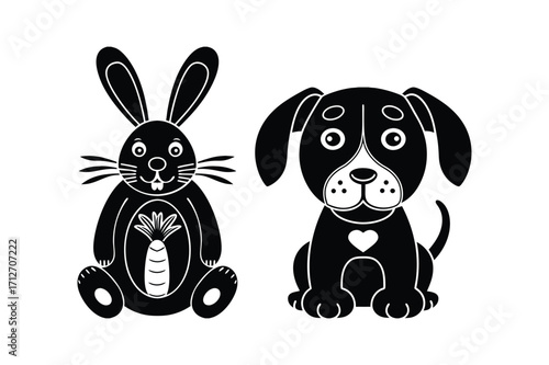 Rabbit Dog Cute Animal Pet Bunny Puppy Cartoon Kids Fun Design Vector Illustration
