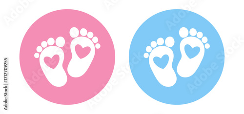 Baby footprint vector icons set. Cute foot, step, and silhouette illustrations for newborn children. Flat design with baby leg elements. Isolated on transparent background.