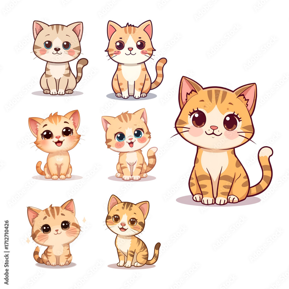 Fototapeta premium set of funny cartoon cats