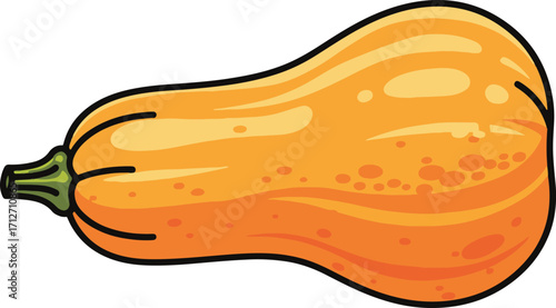 A digital illustration of a butternut squash in a pixel art style. 