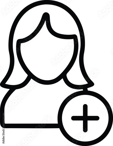 user with plus sign outline icon for Add Friend concept