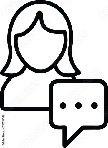 user with chat bubble outline vector icon