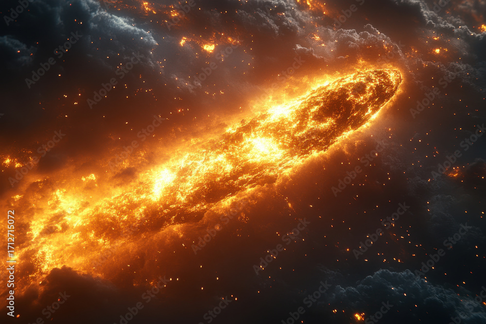 Fototapeta premium Large explosion of fire in the sky.