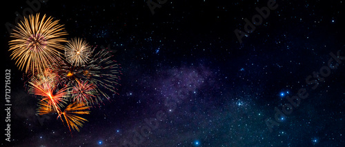 Fireworks with Night Sky Background