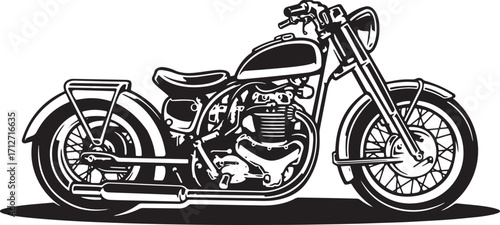Vintage Motorcycle Illustration Classic Design Transport Vehicle Automotive Culture Graphic