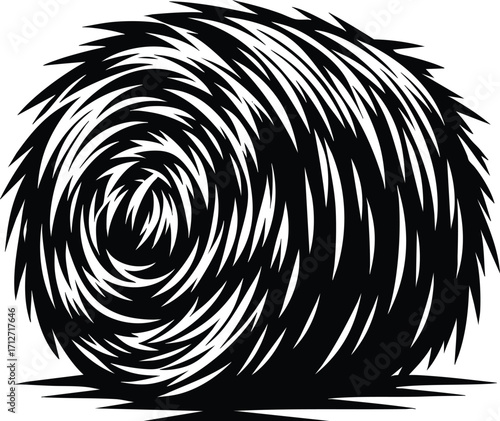 Dry Hay bale in an agricultural field  vector illustration isolated on a white background