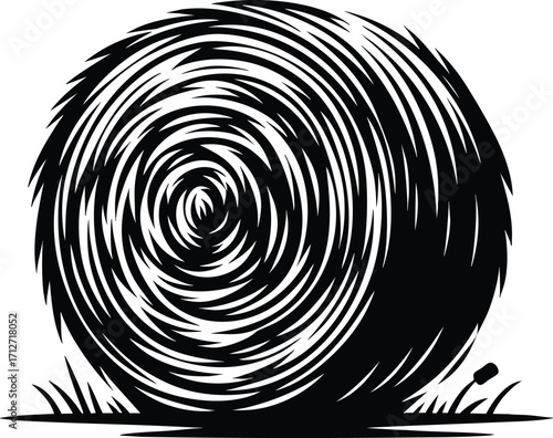 Dry Hay bale in an agricultural field  vector illustration isolated on a white background