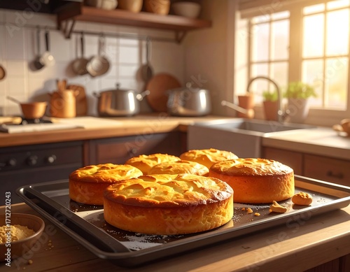 Warm kitchen, baking tarts