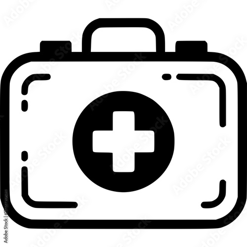 A medical aid kit with a red cross icon symbolizing emergency health care