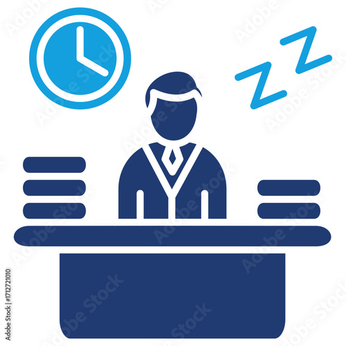 Overtime Flat Blue Icon