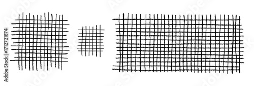 Set of crayon grids. Abstract vector chequered backdrops with black linear design. Freehand scribble strokes in wax and charcoal create a chalkboard texture for children, kids art, school graphics.