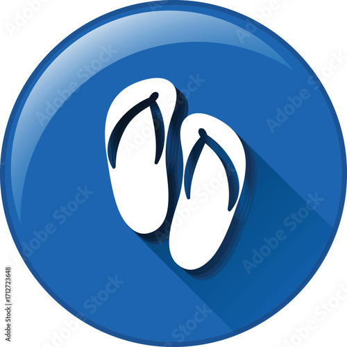 Mobile White flip-flops icon on round blue summer vacation background