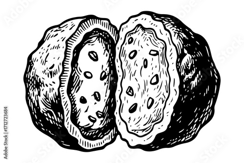 Meatball vector engraving style illustration