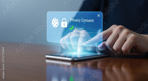User digital privacy consent for online tracking and data collection management on mobile devices