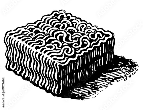 Noodles vector engraving style illustration