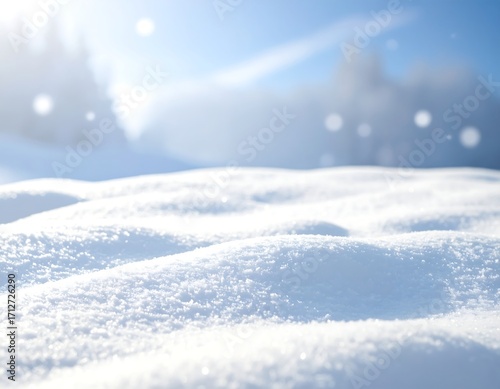 Wallpaper Mural Snowy landscape, close-up on pristine snow with soft-focus background Torontodigital.ca