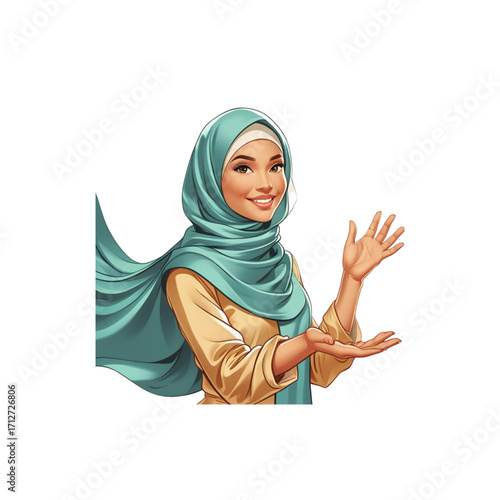 moslim green hijab women funny