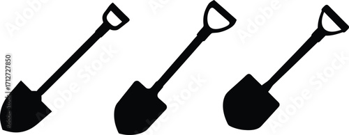 Shovel Silhouette for construction, and farming, gardening, Black simple pictogram collection of garden and building tools.
vector illustration on transparent background.
