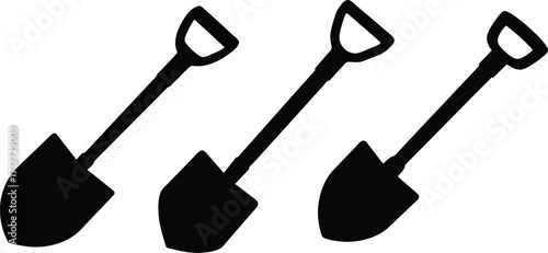 Black Shovel silhouette. Shovel icon vector, Garden shovel silhouette vector on white background.