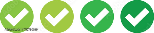 Simple green check mark vector icon set