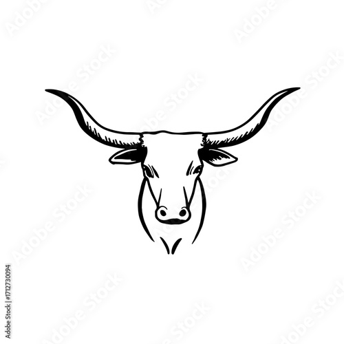 cattle. cattle simple black and white line art vector logo
