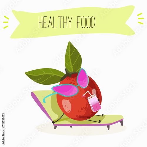 tamarillo or Solanum betaceum funny characters, hand drawn vector illustration.