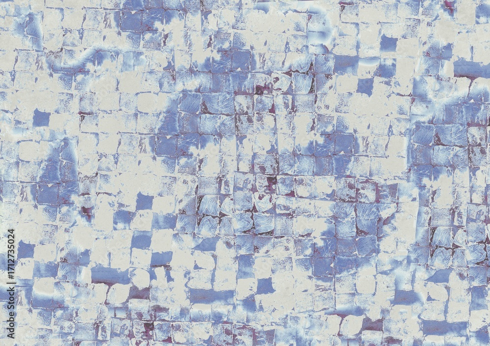 Naklejka premium Blue and Sky Color Tile Pattern Background – Brick and Stone Pavement Inspired Design