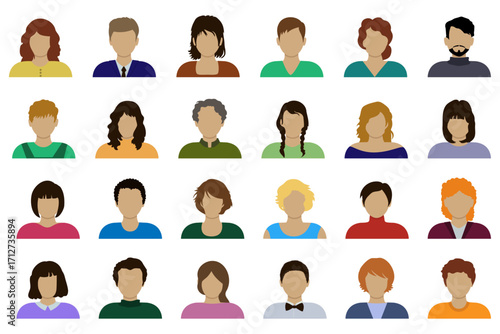 People head silhouettes for icons and avatars. Vector illustration.