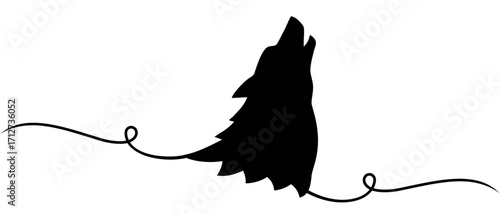 Silhouette of a wolf with a touch of lines for halloween