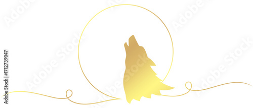 Silhouette of a wolf with a touch of gold lines for halloween
