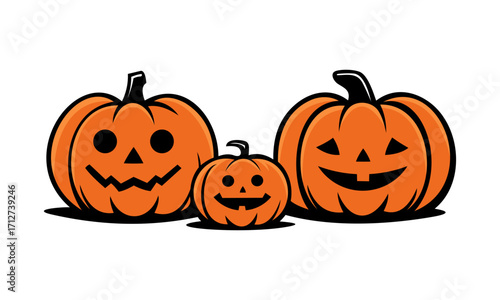 halloween pumpkins vector illustration on transparent background