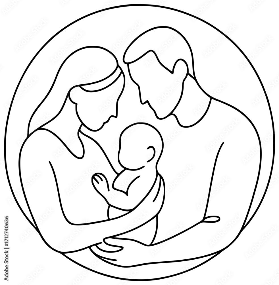 Obraz premium Parents in a circle with a baby