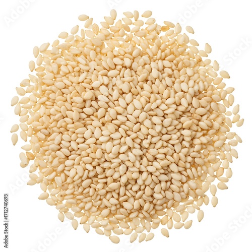 view. Flat Sesame lay isolated background on top white seeds  Asian