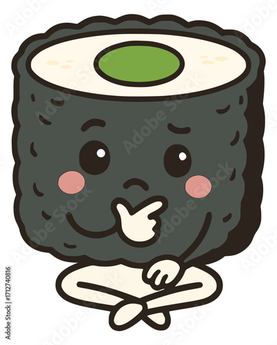 Avocado roll sits and thinks about something
