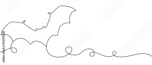 A bat flying line art illustration vector