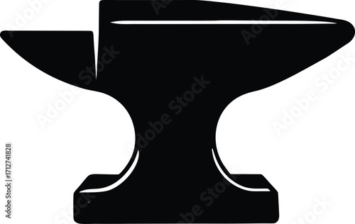 Black Anvil Silhouette Isolated on White Background for Industrial or Historical Design