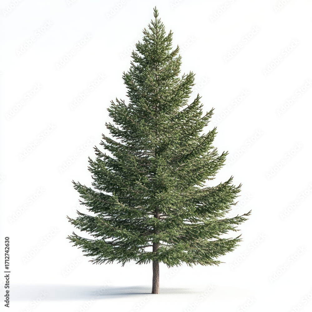 Fototapeta premium Christmas pine tree background isolated illustration.