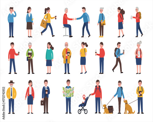 Flat Vector People Illustration Set – Daily Activities, Lifestyle, and Occupations