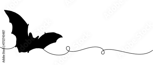 silhouette of a bat with line